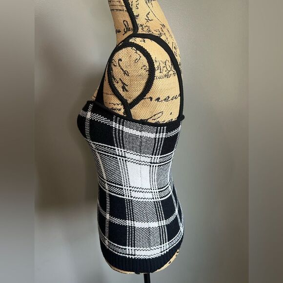 Venus black white checkered sweater cardigan set small academia preppy office - Picture 5 of 10